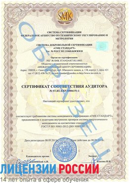 Образец сертификата соответствия аудитора №ST.RU.EXP.00006191-1 Кимры Сертификат ISO 50001